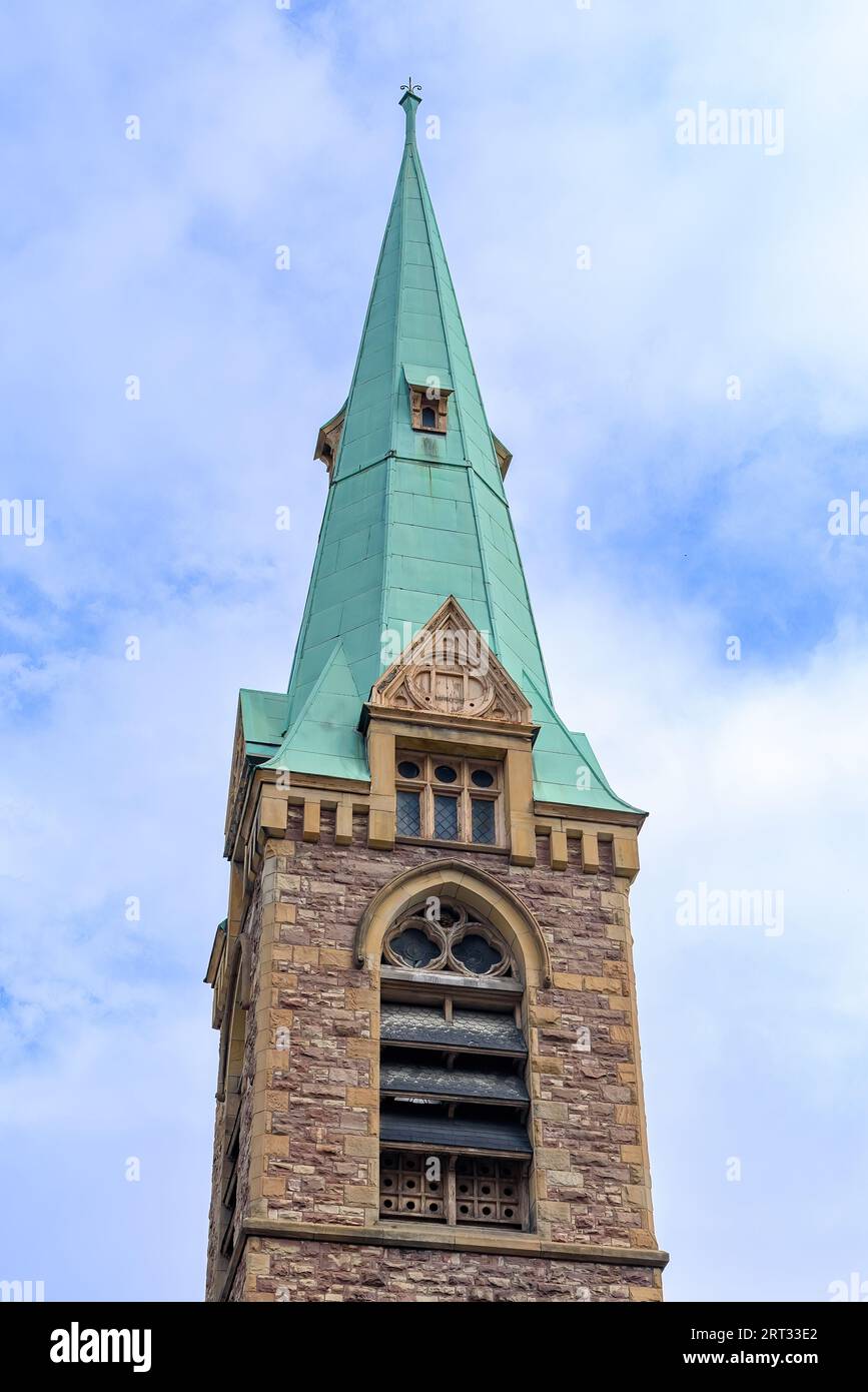 Das architektonische Merkmal des Glockenturms der Grace Toronto Church, Kanada Stockfoto