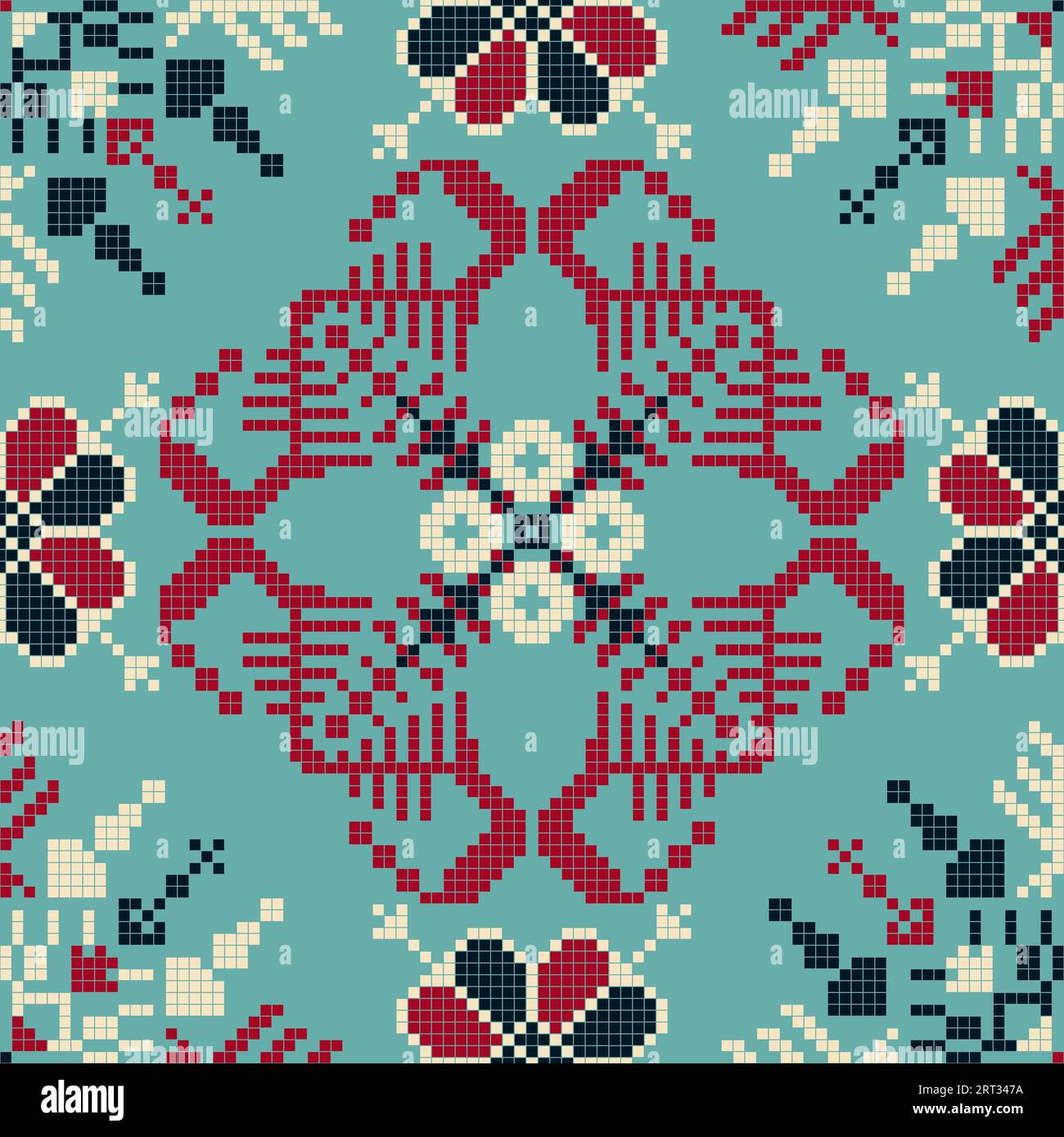 Traditionelles lettisches nahtloses Stickmuster, Vektorillustration Stockfoto