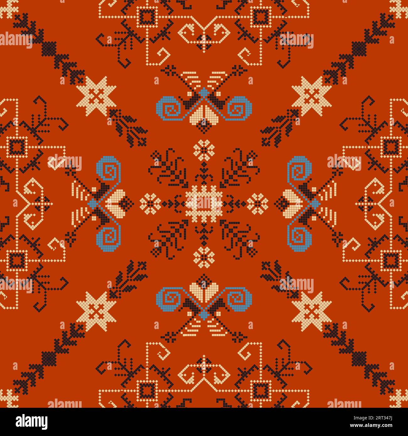 Traditionelles lettisches nahtloses Stickmuster, Vektorillustration Stockfoto