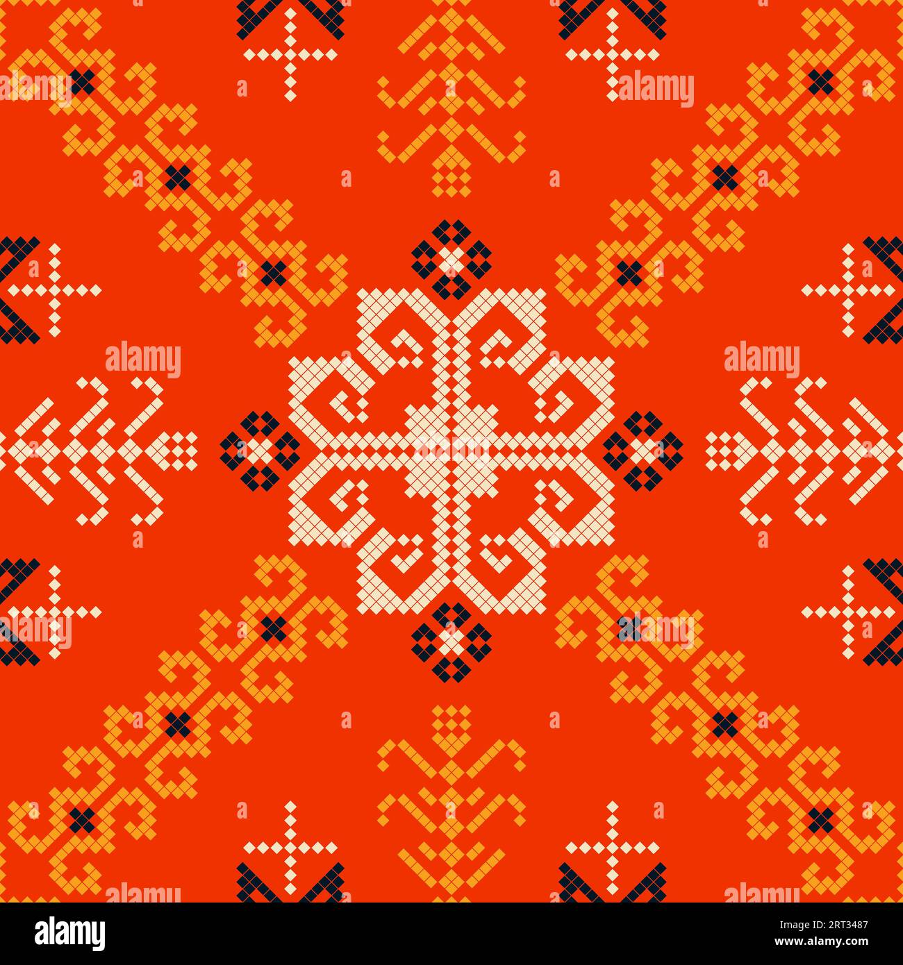 Traditionelles lettisches nahtloses Stickmuster, Vektorillustration Stockfoto