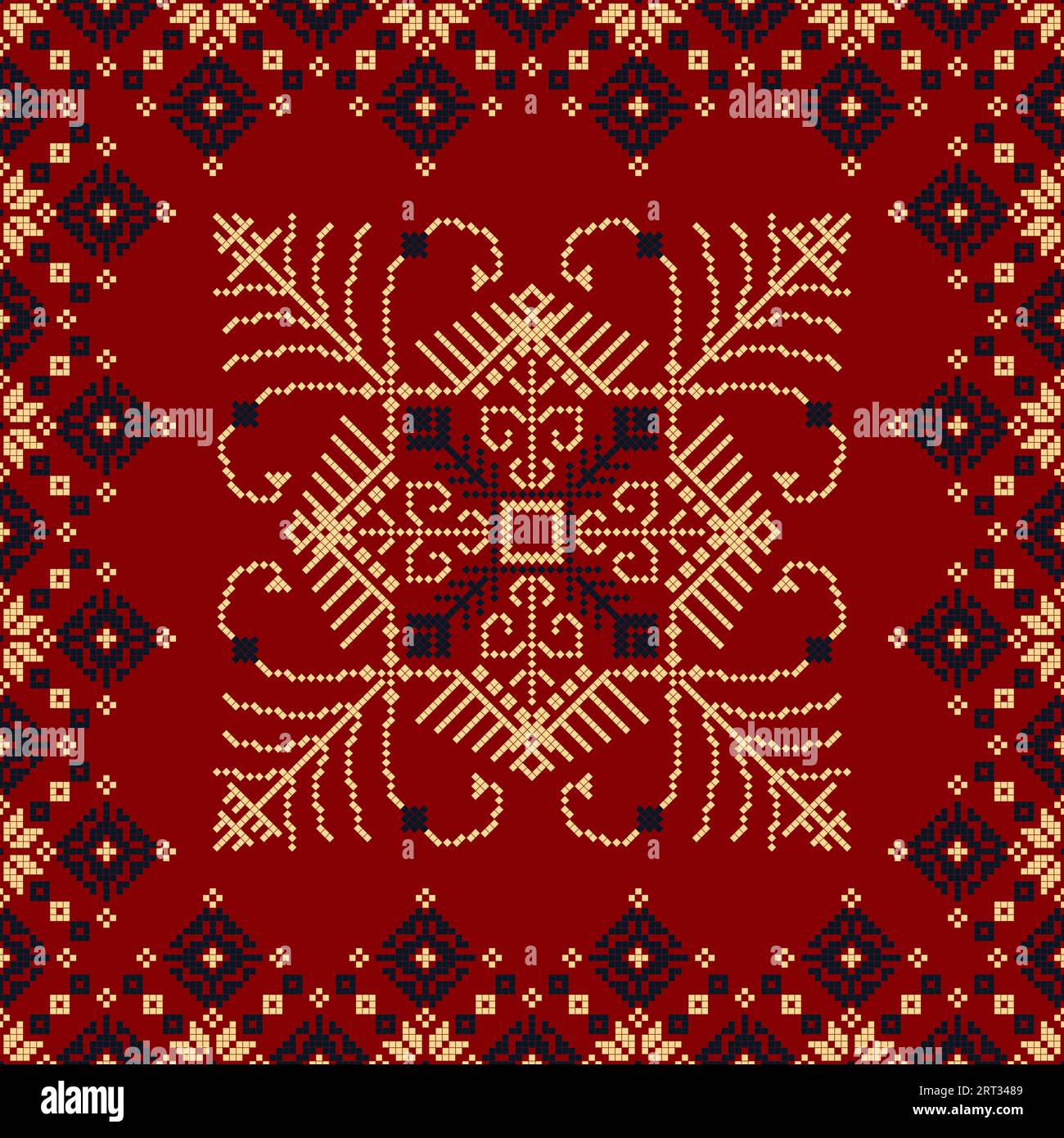 Traditionelles lettisches nahtloses Stickmuster, Vektorillustration Stockfoto