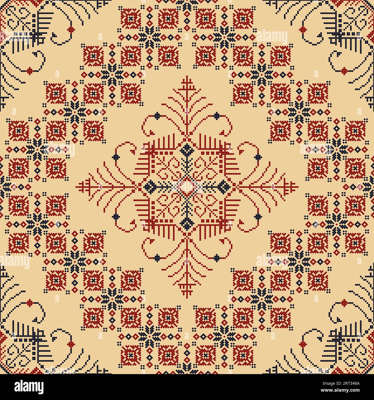 Traditionelles lettisches nahtloses Stickmuster, Vektorillustration Stockfoto