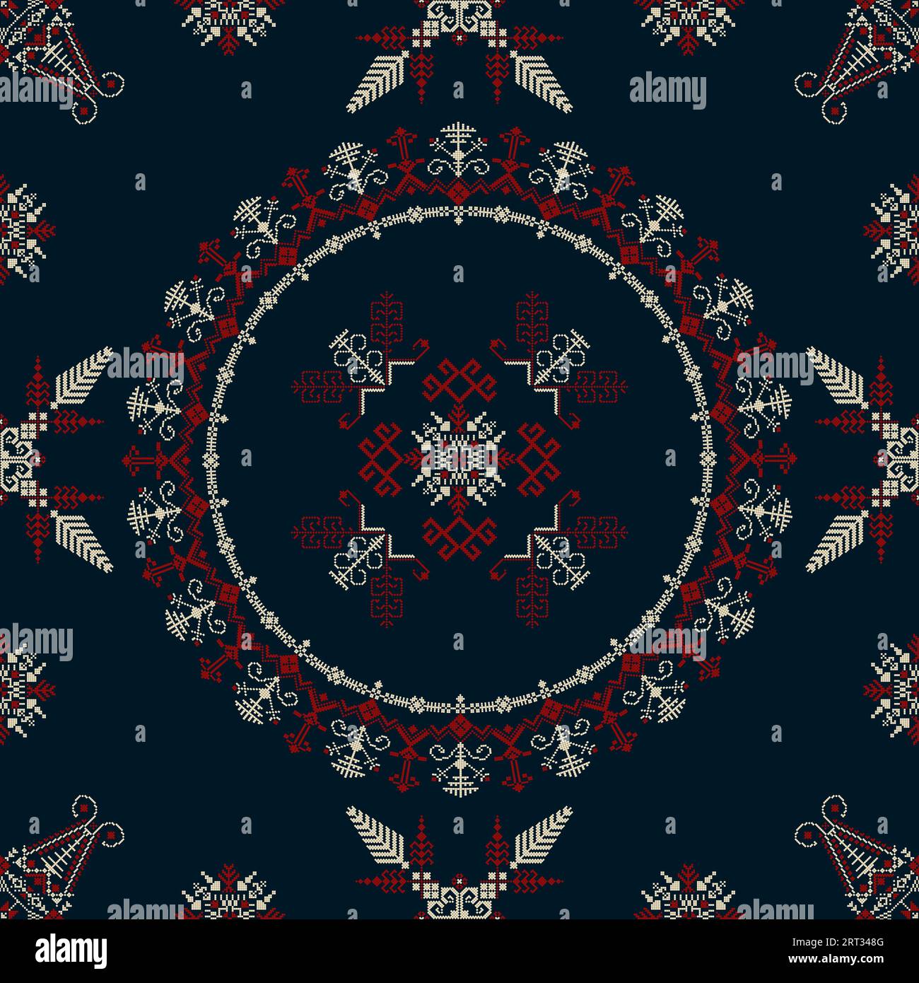 Traditionelles lettisches nahtloses Stickmuster, Vektorillustration Stockfoto