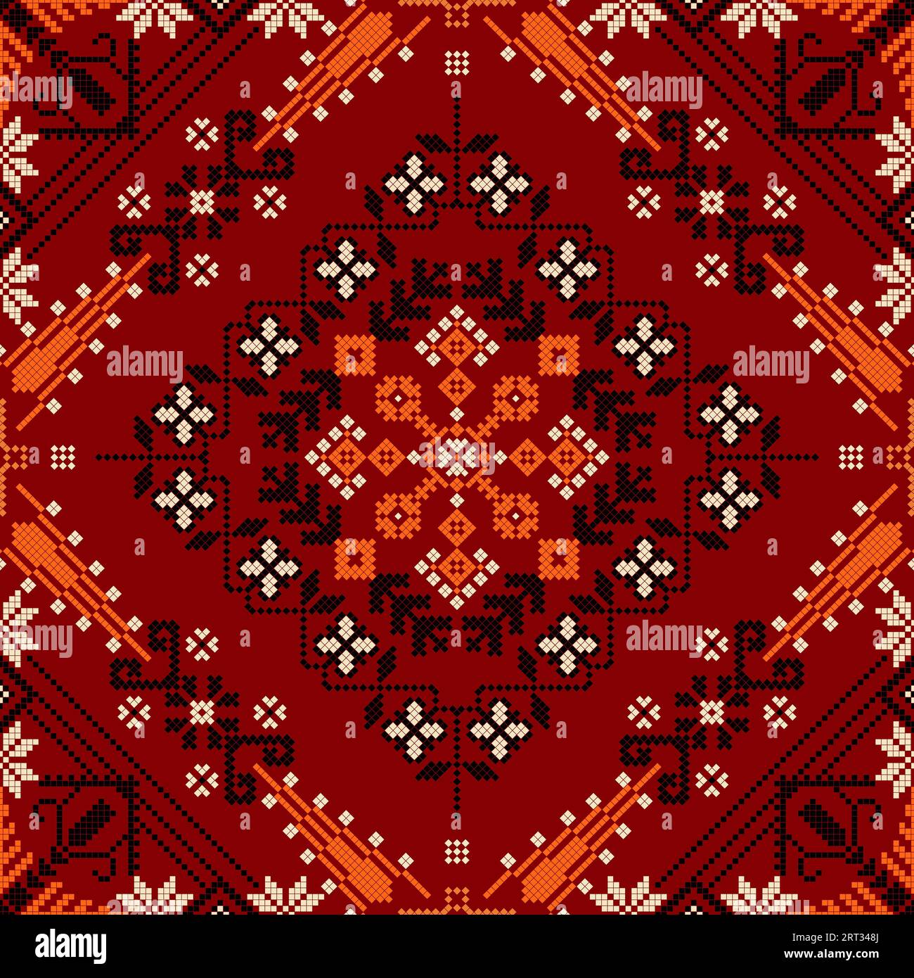 Traditionelles lettisches nahtloses Stickmuster, Vektorillustration Stockfoto