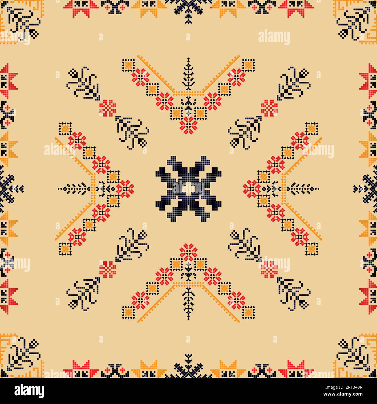 Traditionelles lettisches nahtloses Stickmuster, Vektorillustration Stockfoto