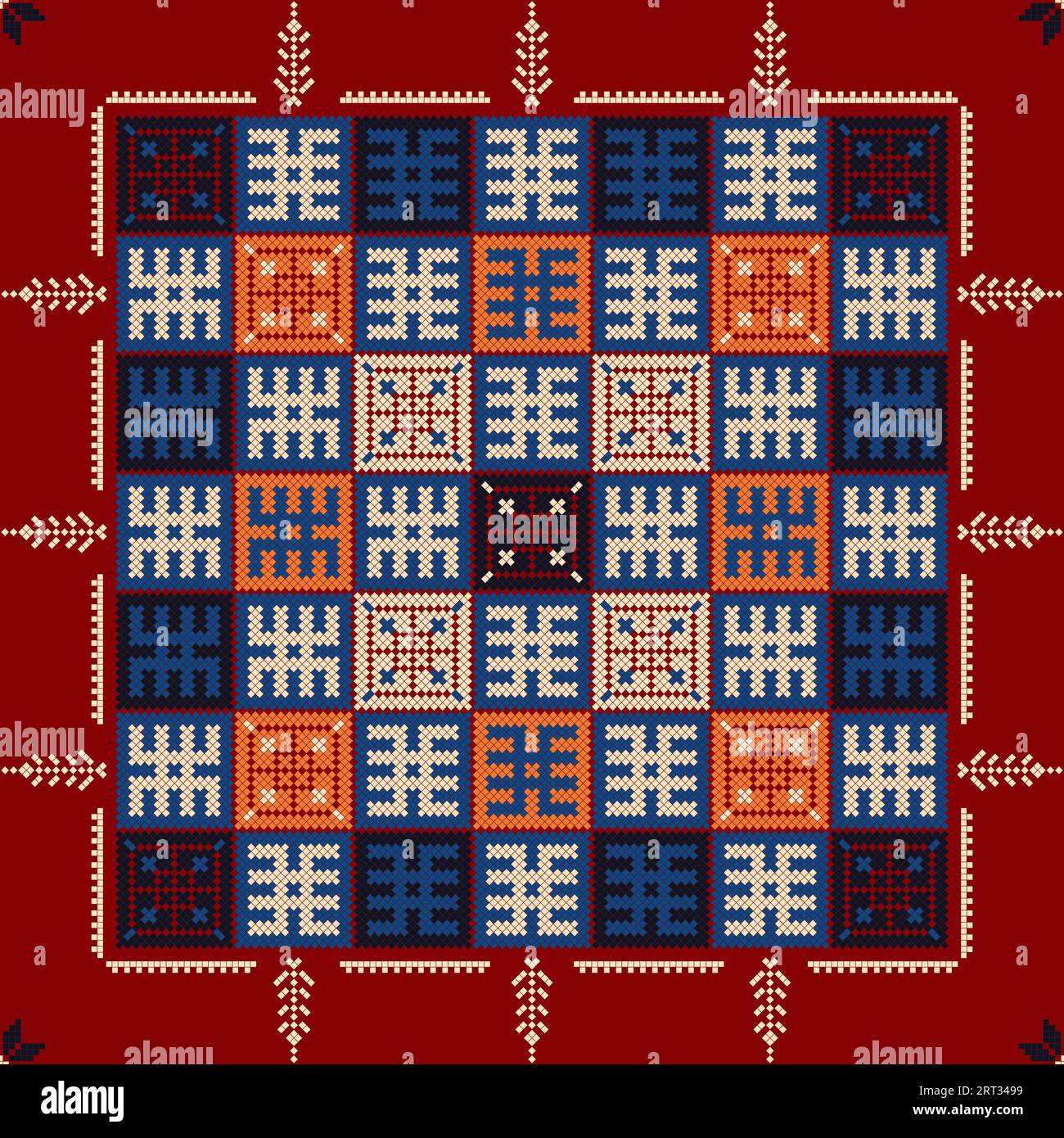 Traditionelles lettisches nahtloses Stickmuster, Vektorillustration Stockfoto