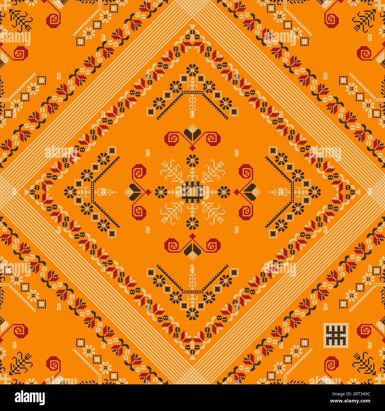 Traditionelles lettisches nahtloses Stickmuster, Vektorillustration Stockfoto