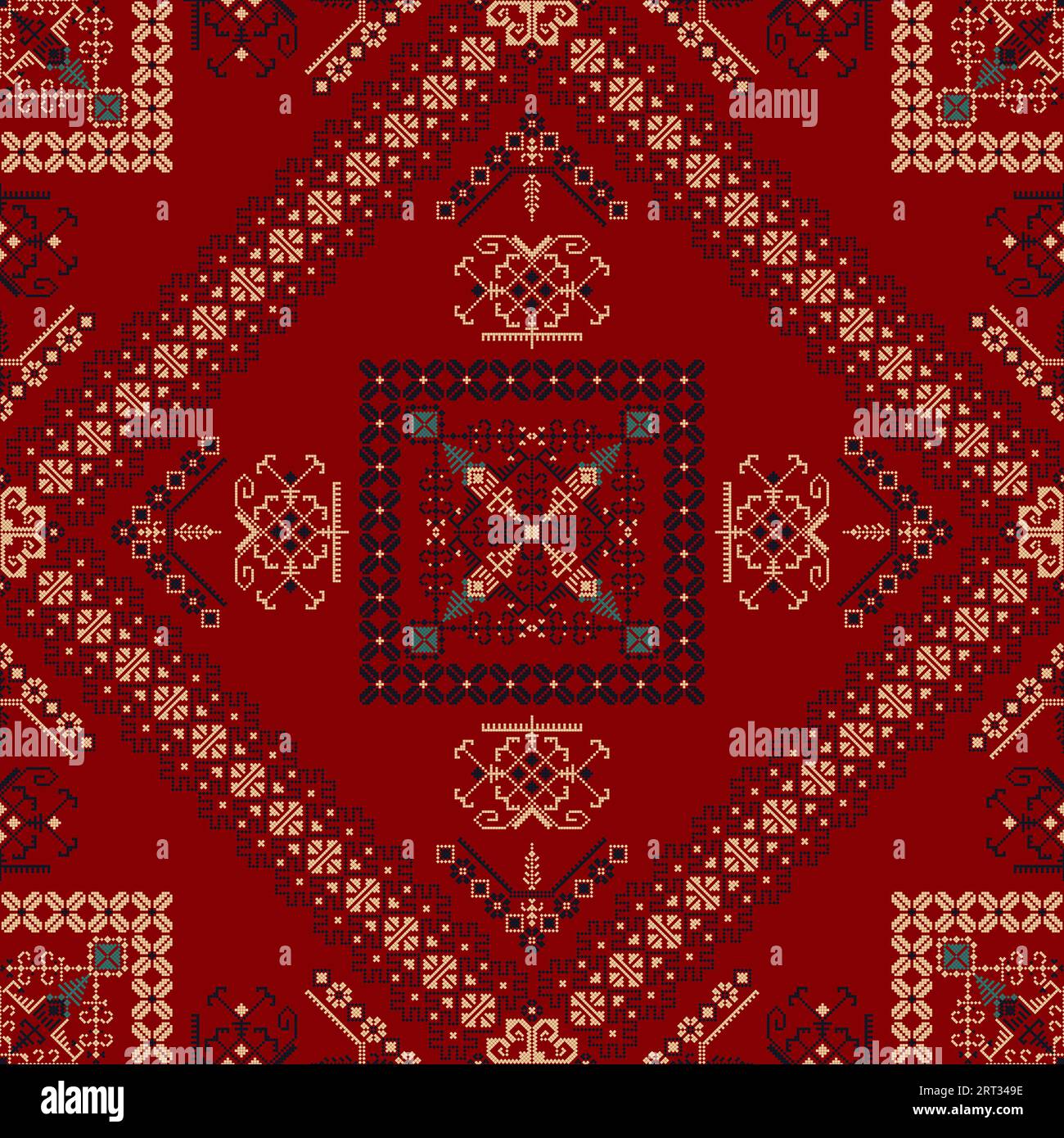 Traditionelles lettisches nahtloses Stickmuster, Vektorillustration Stockfoto