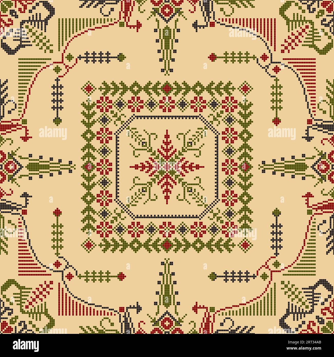 Traditionelles lettisches nahtloses Stickmuster, Vektorillustration Stockfoto