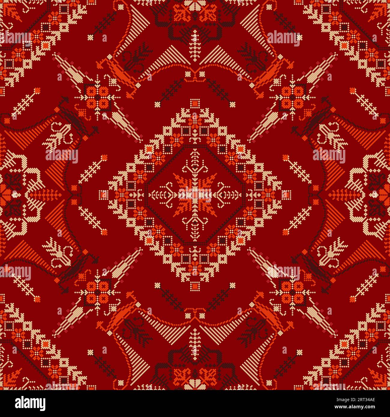 Traditionelles lettisches nahtloses Stickmuster, Vektorillustration Stockfoto