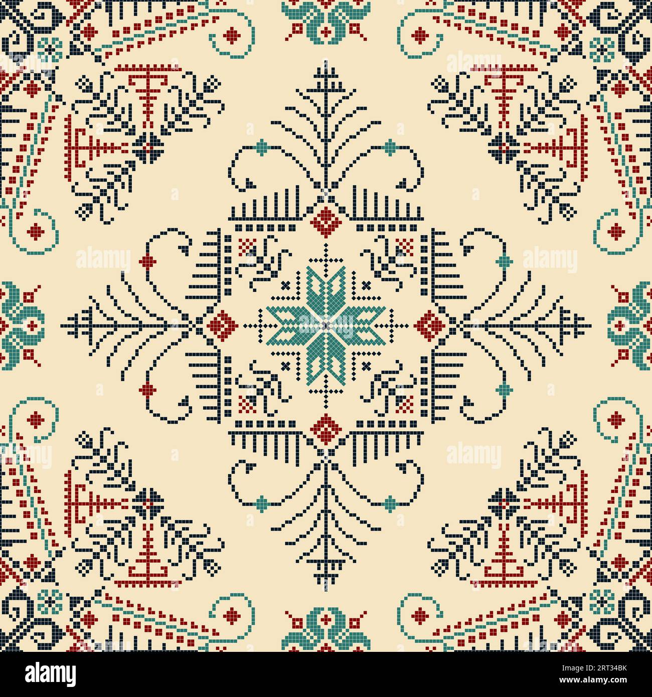 Traditionelles lettisches nahtloses Stickmuster, Vektorillustration Stockfoto