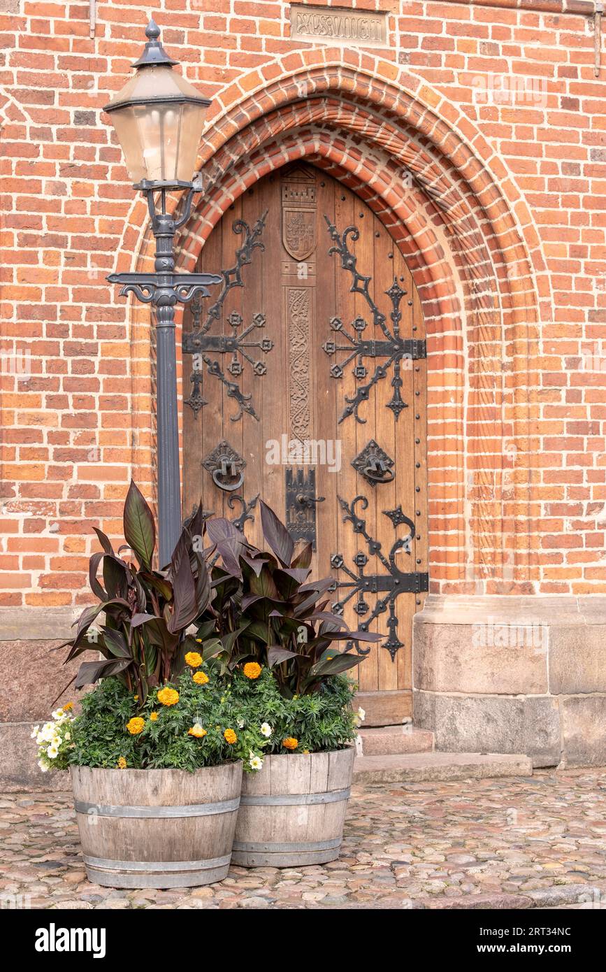 Eintritt zur Ribe Cathedral Church Stockfoto