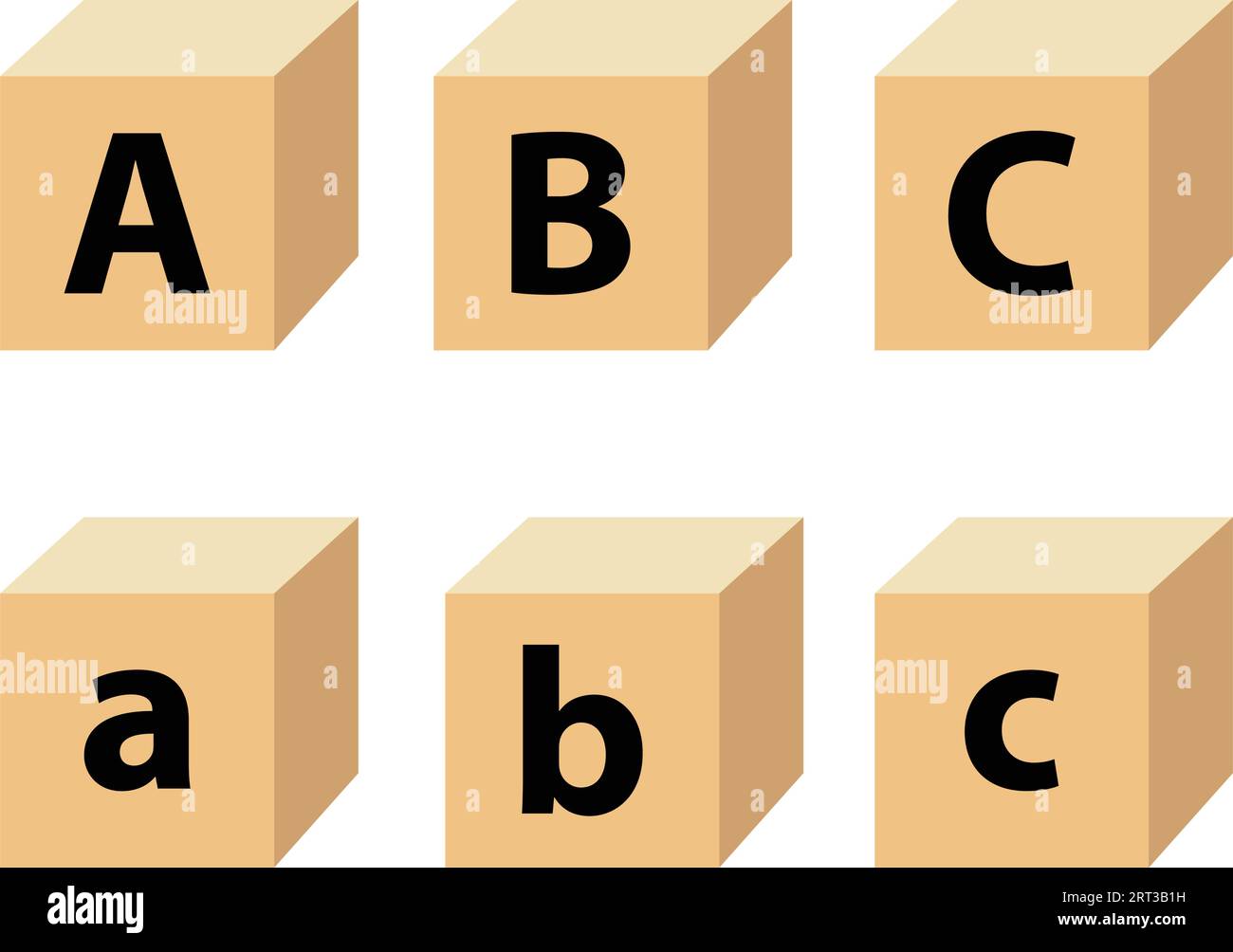 abc-Buchstabenblöcke für Kinder. Alphabetblöcke. Kleinbuchstabe abc und Großbuchstabe ABC bis z. Vektorillustration Stock Vektor