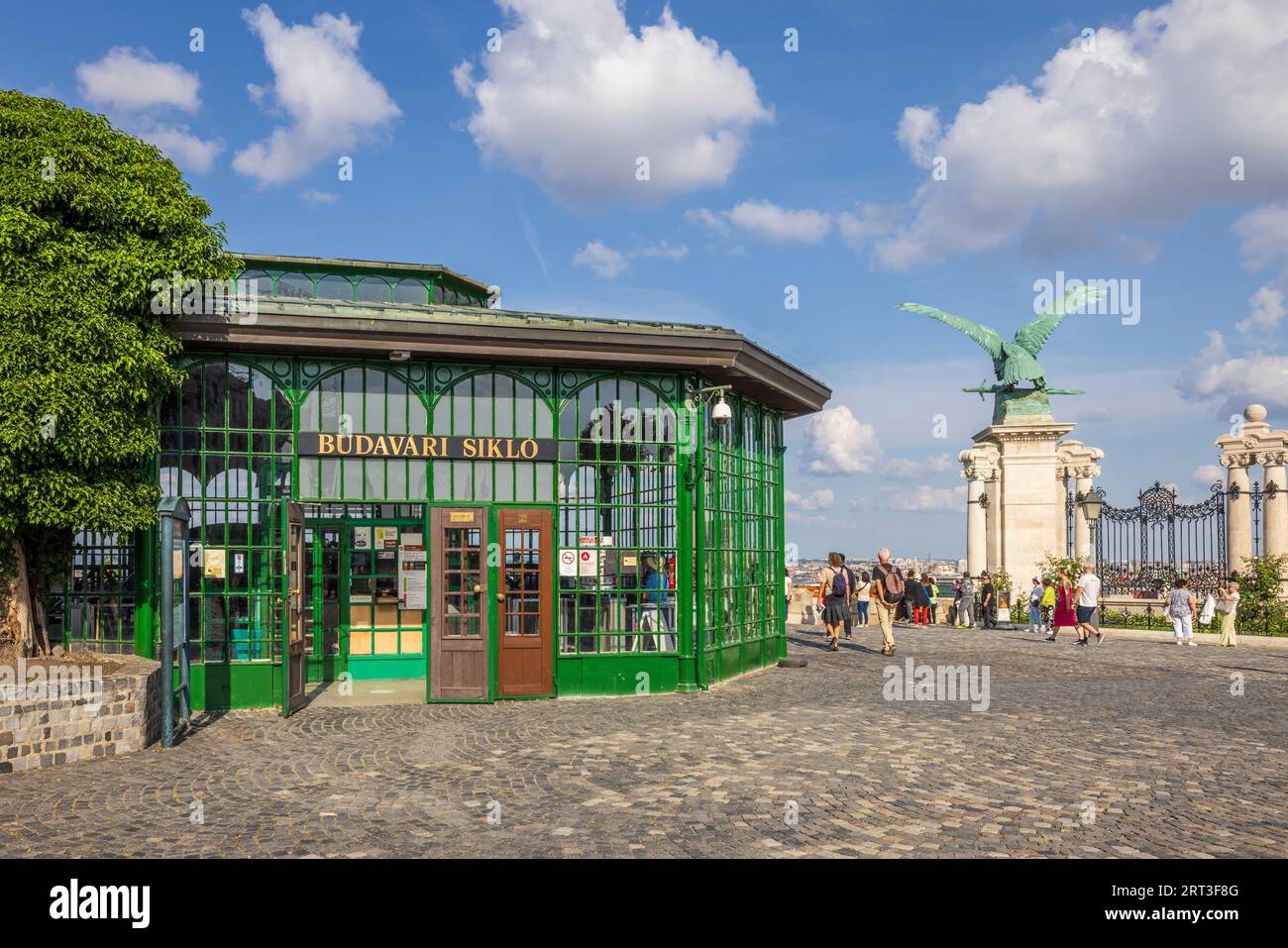 Der Eingang zur Seilbahn auf der Burg Buda, Budapest, Ungarn Stockfoto