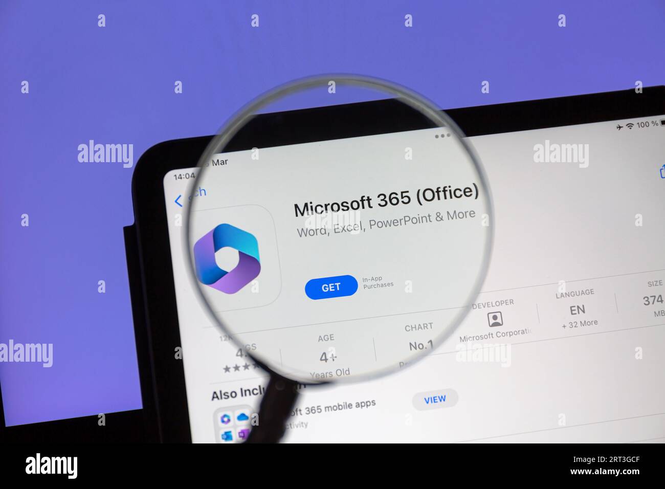 Ostersund, Schweden – 6. März 2023: Microsoft 365 Office-App auf einem ipad. Microsoft Office ist eine Office-Suite, die von Microsoft erstellt wurde. Stockfoto