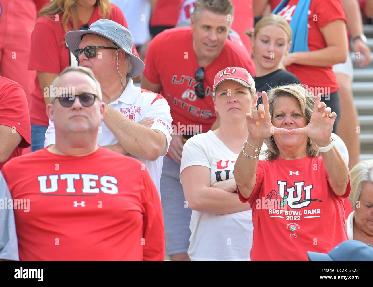 Waco, Texas, USA. September 2023. Utah Utes-Fans vor dem NCAA-Fußballspiel zwischen den Utah Utes und den Baylor Bears im McLane Stadium in Waco, Texas. Matthew Lynch/CSM/Alamy Live News Stockfoto