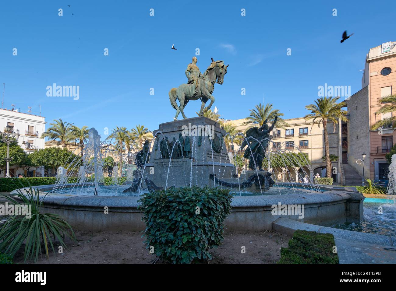 Denkmal für Miguel Primo de Rivera auf der Plaza del Arenal in Jerez de la Frontera, Andalusien, Spanien Stockfoto