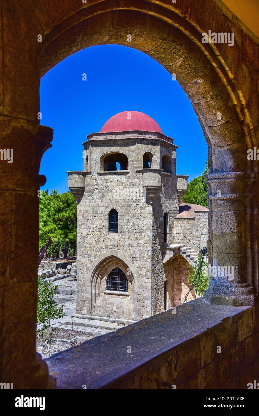 Kloster von Filerimos auf der Akropolis von Ialyssos, Insel Rhodos, Griechenland. Stockfoto