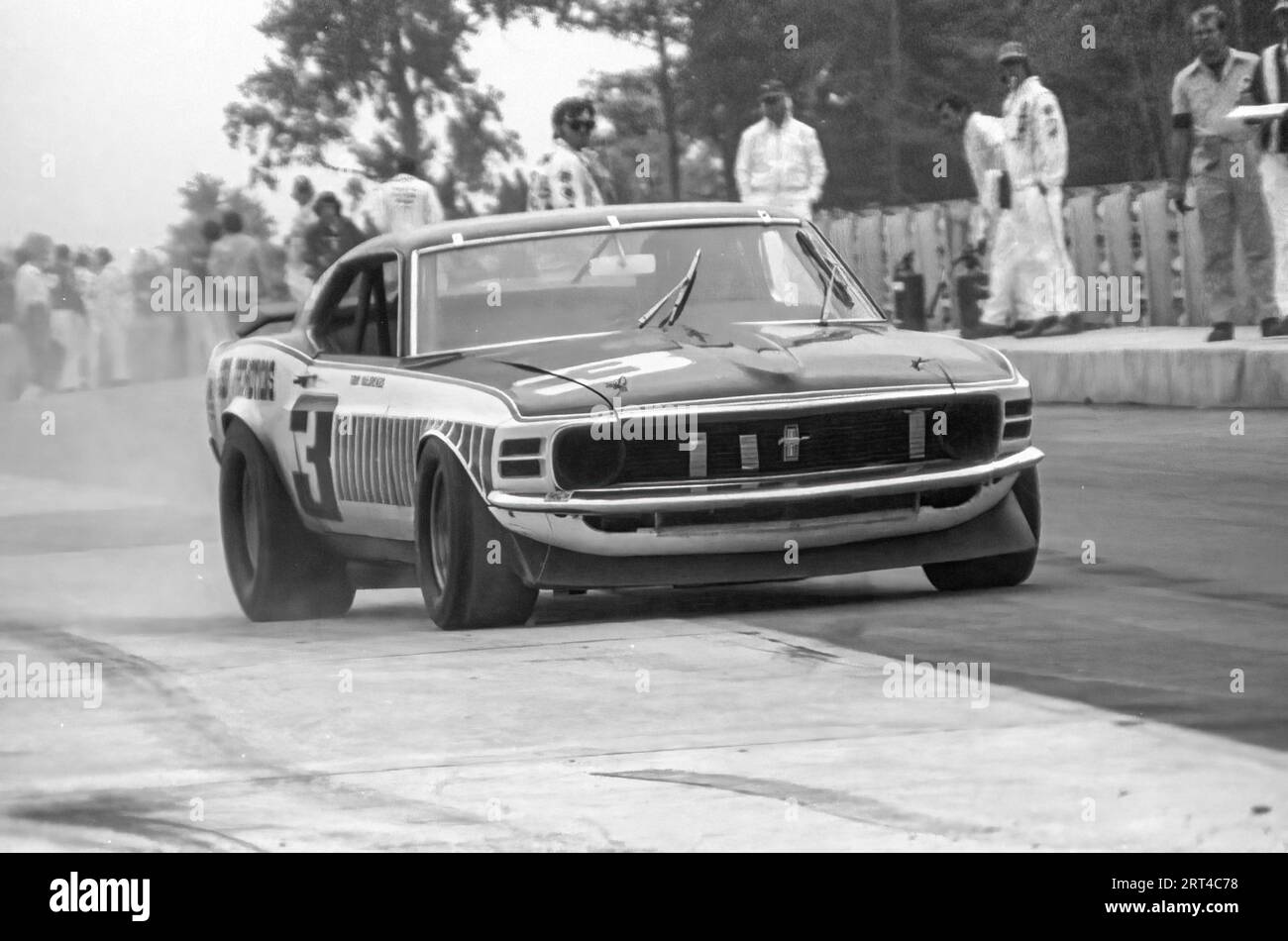 1971 Watkins Glen Trans am; Tony DeLorenzo; Troy Promotions Inc.; Ford Mustang Boss 302; Started 6th; DNF Stockfoto