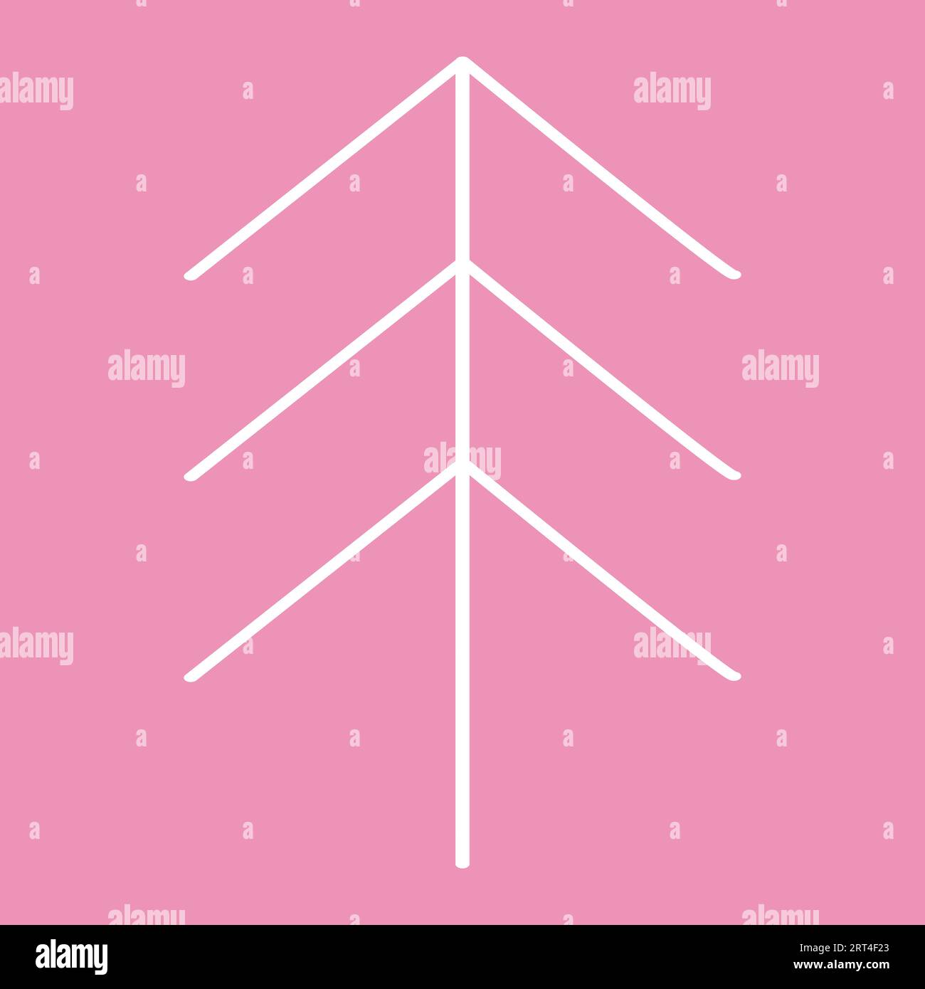 Vereinfachte Weihnachtsbaum- oder Kiefernsilhouette auf rosa, Winterferien Designelement, Vektorillustration Stock Vektor