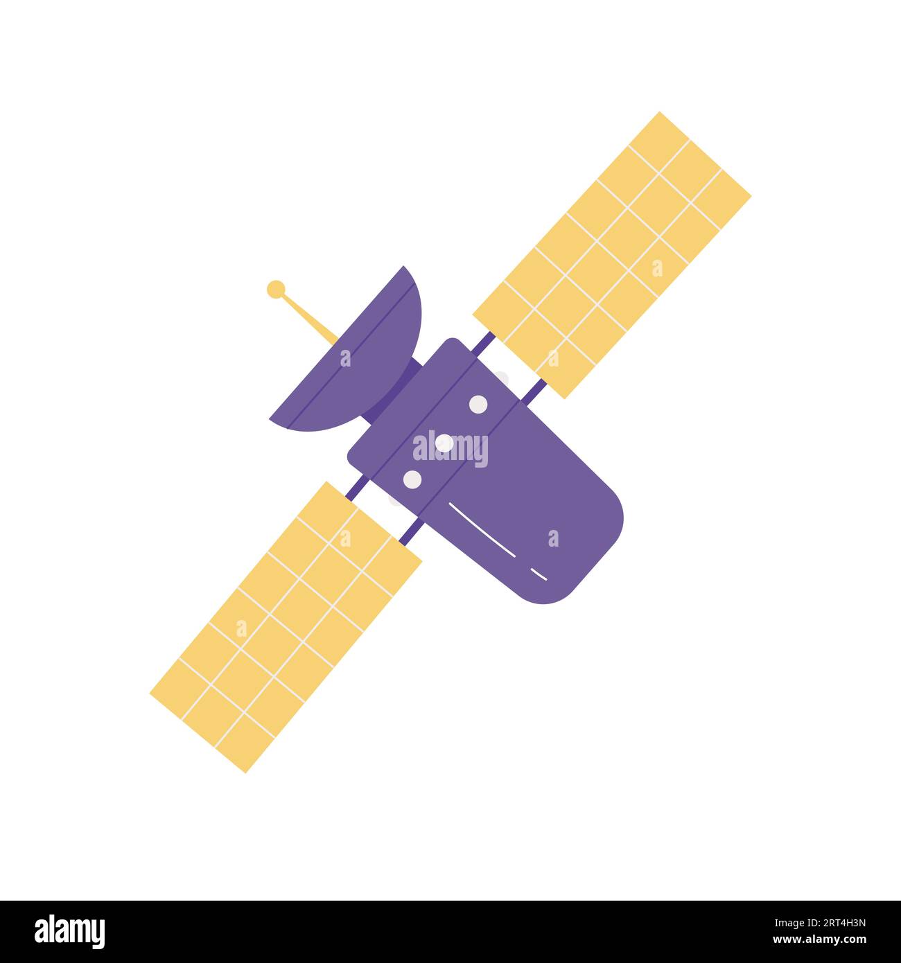 Kommunikationsraum Satellit. Erforschung der Galaxie und Sonnensystem Zeichentrickvektor Illustration Stock Vektor