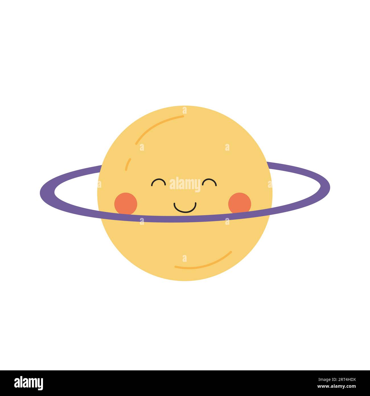 Der süße saturn-Planet. Erforschung des Sonnensystems, Astronomie Wissenschaft Cartoon Vektor Illustration Stock Vektor