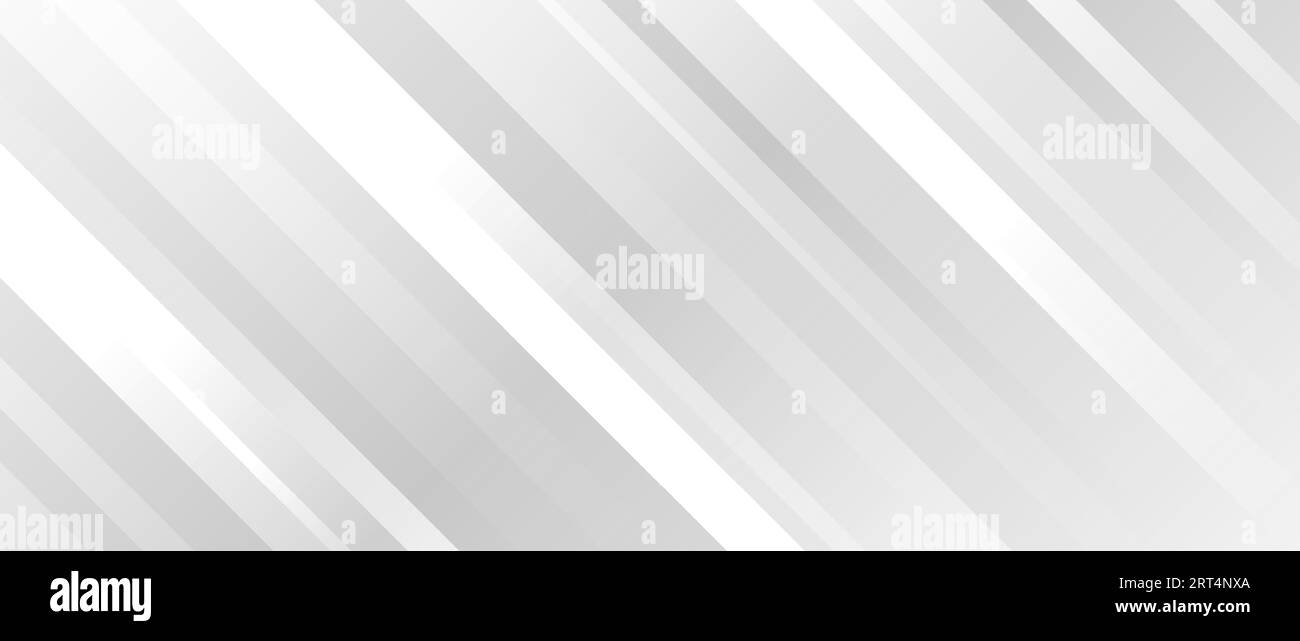 Hintergrund diagonaler Verlaufslinien. Abstrakte graue und weiße Streifentapete. Universeller technischer Hintergrund. Weiches und glattes graues Muster für Banner, Flyer, Broschüre, Präsentation. Vektorillustration Stock Vektor