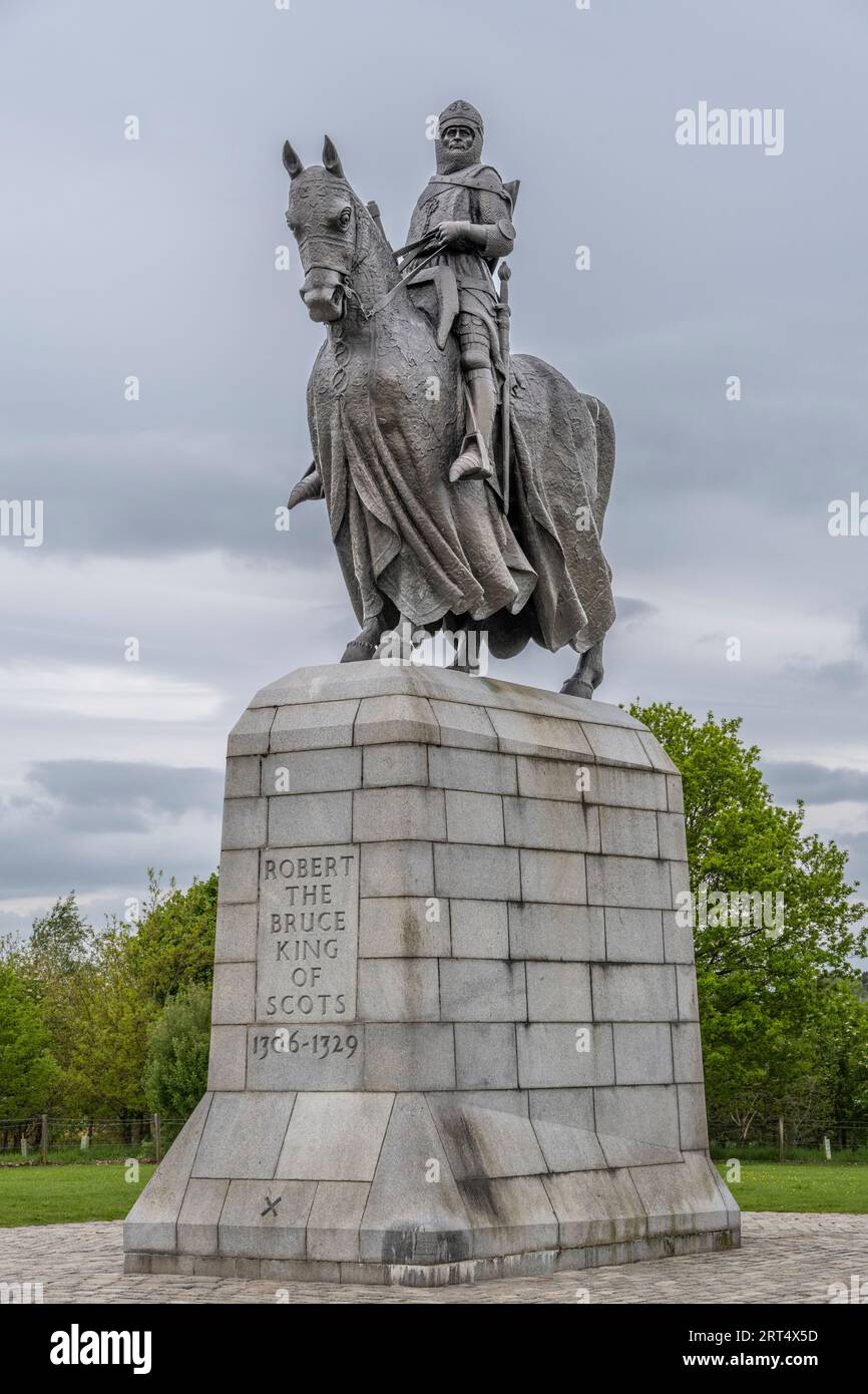Statue von Robert the Bruce in der Schlacht von Bannockburn Besucherzentrum Stockfoto