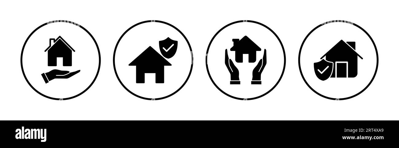 Lebenszeichen der Hausversicherung. Home Shield Protect Logo Stock Vektor Lebenszeichen der Hausversicherung. Home Shield Protect Logo Stock Vektor