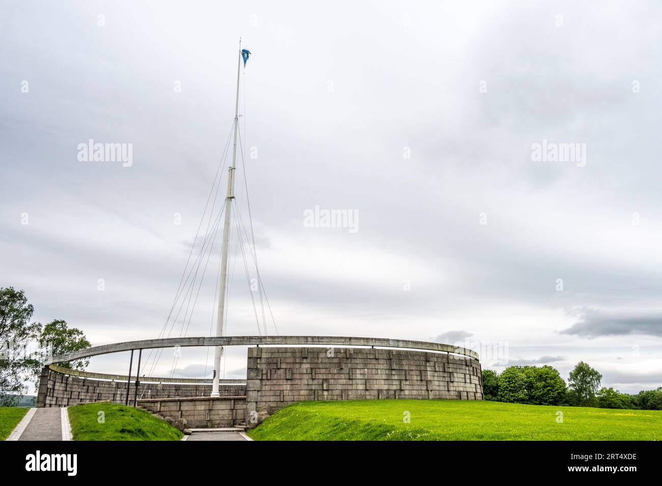 Fahnenmast und Gedenkdenkmal für Robert the Bruce in der Schlacht von Bannockburn Stockfoto