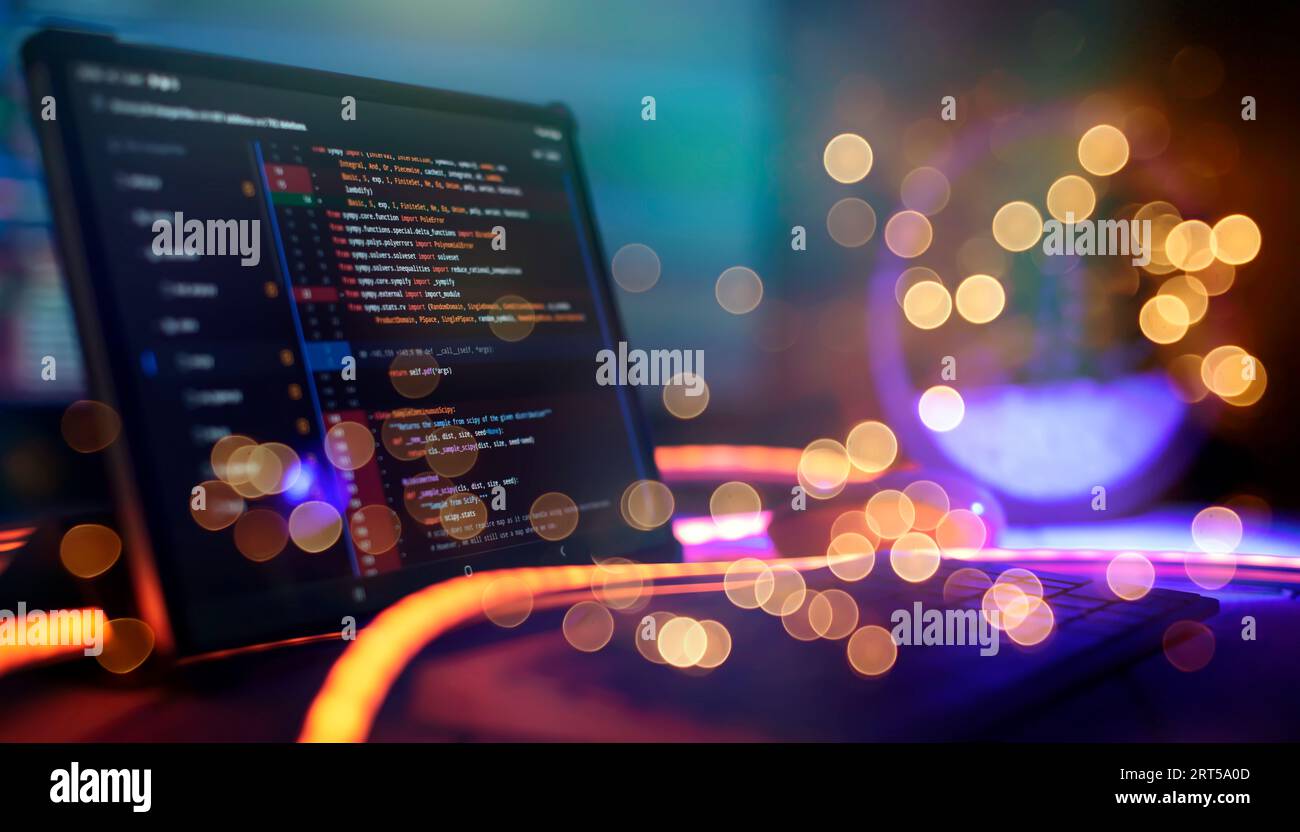 IT Business.Monitor Close-up des Quellcodes der Funktion. Projektmanager arbeiten Stockfoto