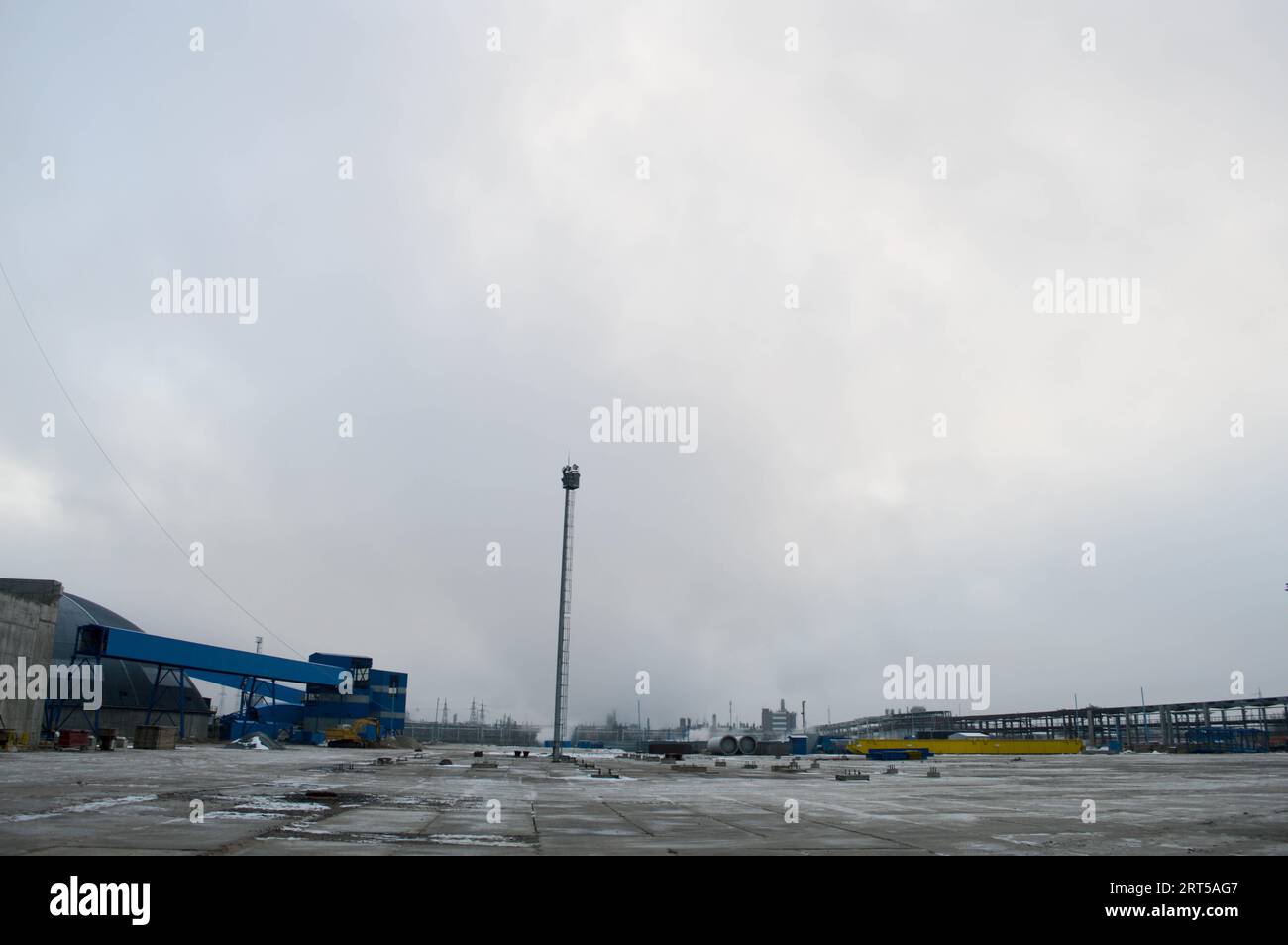 Der Produktionsstandort, der Bereich im Werk. Industriespielplatz. Stockfoto