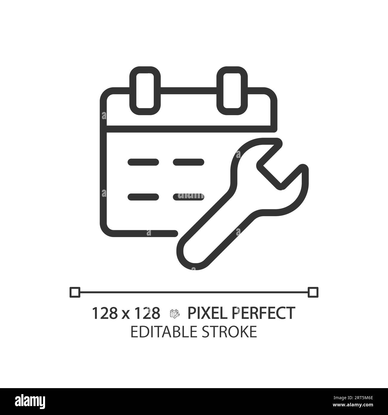 2D-anpassbares, schwarzes Symbol für den Fahrzeugservice in dünner Linie Stock Vektor