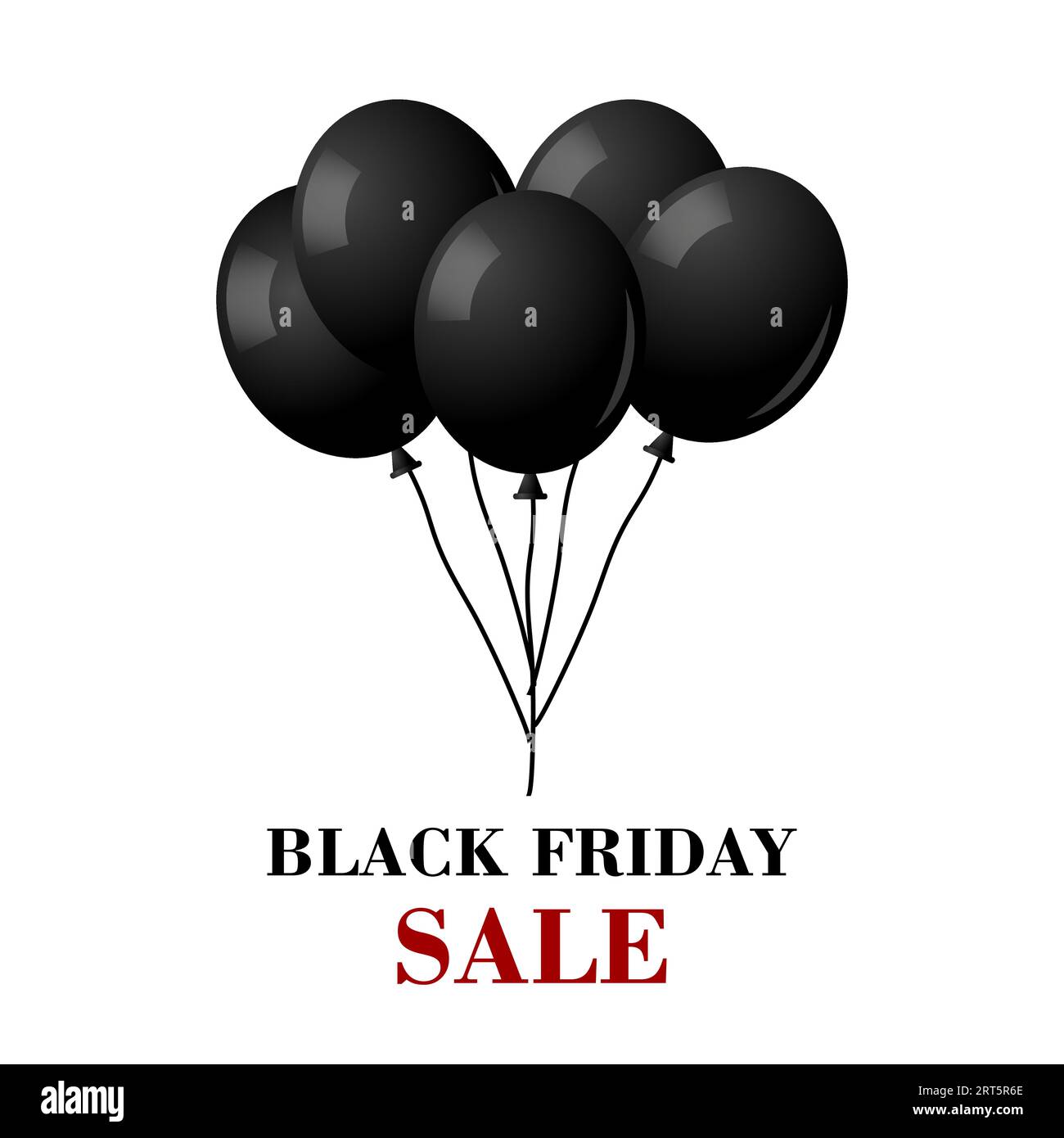 Black friday-Angebot. Hintergrund mit schwarz glänzenden Ballons. Stock Vektor