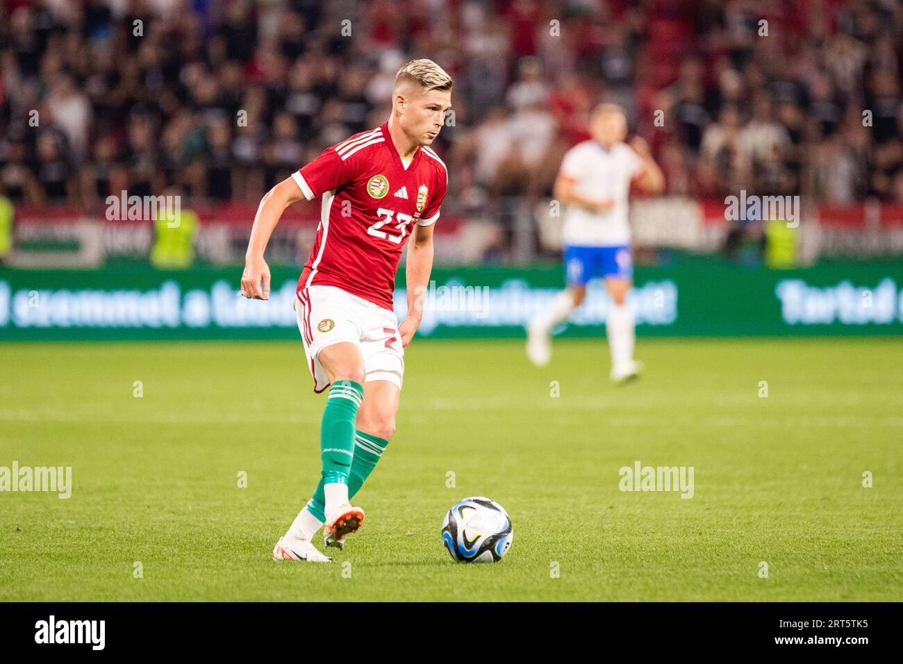 Budapest, Ungarn. September 2023. Kevin Csoboth (23) aus Ungarn wurde während des Fußballspiels zwischen Ungarn und Tschechien in der Puskas Arena in Budapest gesehen. (Foto: Gonzales Photo/Alamy Live News Stockfoto