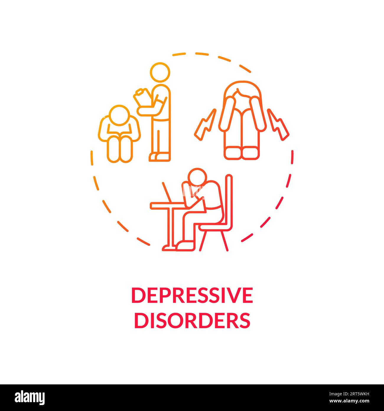 2D-depressive Störungen Gradientenlinien-Symbolkonzept Stock Vektor