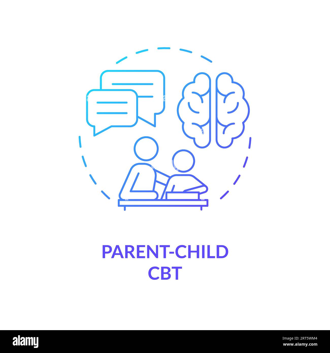 Konzept des Symbols für die CBT-Verlaufslinie des übergeordneten 2D-Kindes Stock Vektor