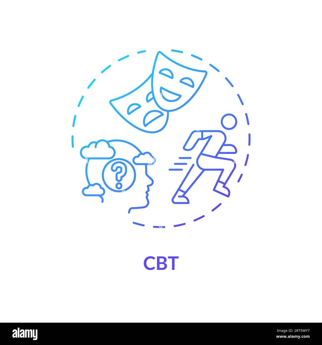 Konzept für 2D-CBT-Verlaufslinien-Symbole Stock Vektor
