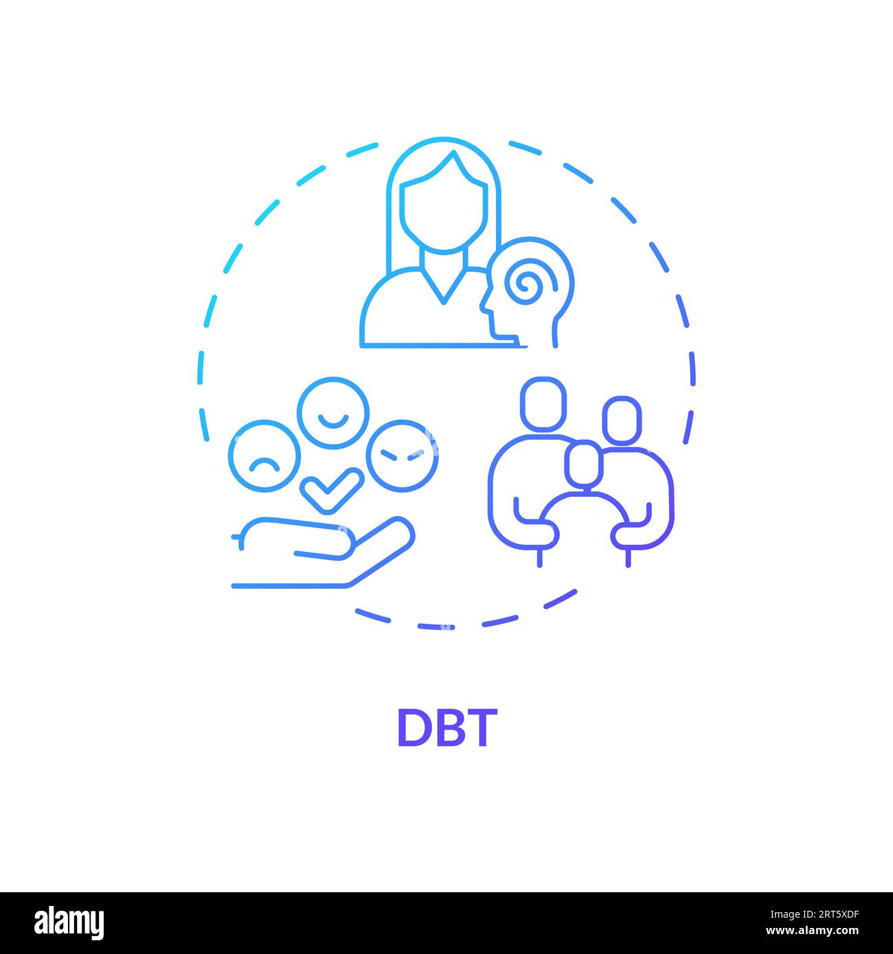 Konzept für 2D DBT-Verlaufslinien-Symbole Stock Vektor Konzept für 2D DBT-Verlaufslinien-Symbole Stock Vektor