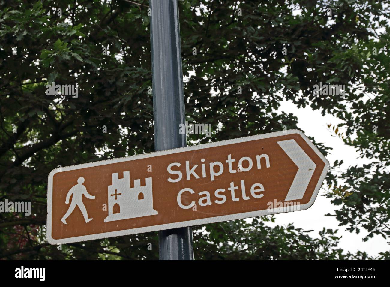 Braunes Touristenschild für Skipton Castle, Skipton Stockfoto
