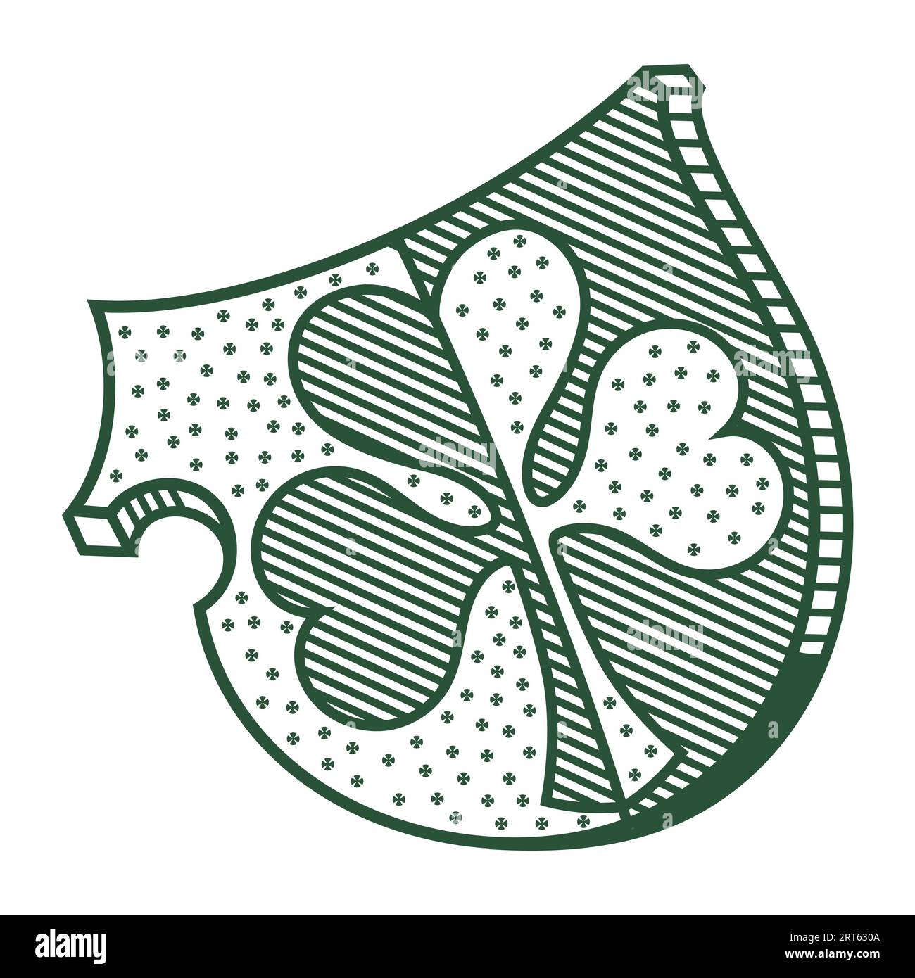 Mittelalterliches Design. Knight Wappenschild mit Kleeblatt im Vintage-Retro-Stil gezeichnet Stock Vektor