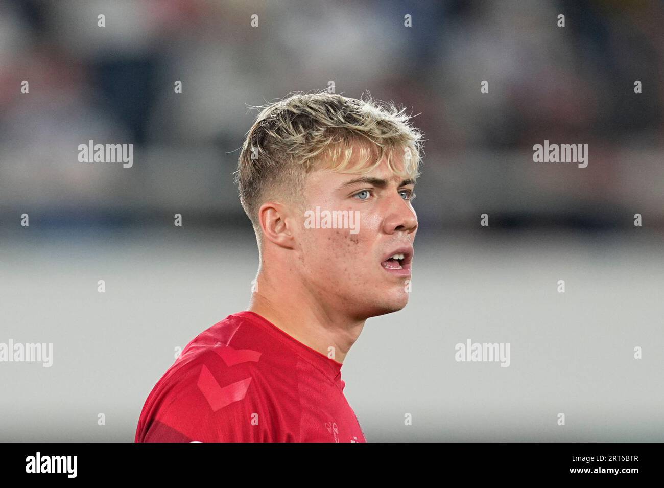 Hjlund 10. September 2023: Rasmus Højlund (Dänemark) schaut bei einem ...