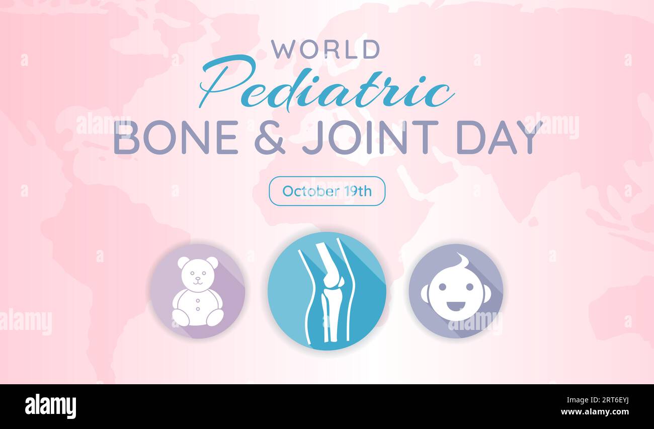 World Pediatric Bone and Joint Day Hintergrund Illustration Banner in Pink und Teal Farbe Stock Vektor