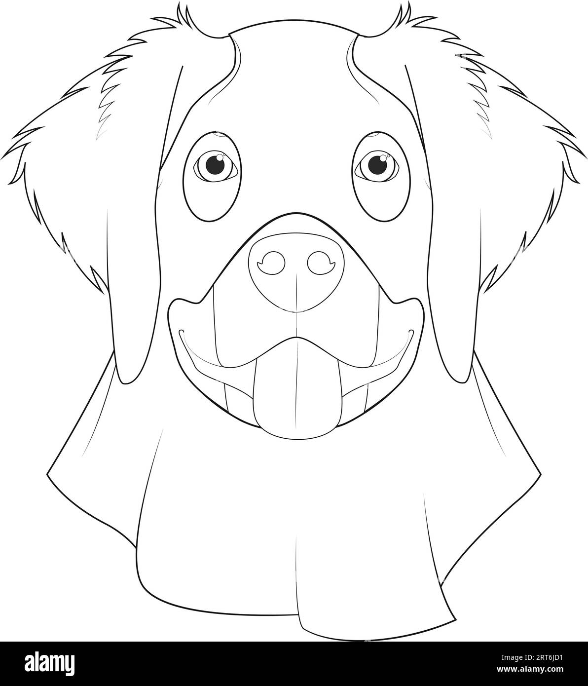 Halloween-Grußkarte zum Ausmalen. Berner Sennenhund als Gespenst gekleidet Stock Vektor