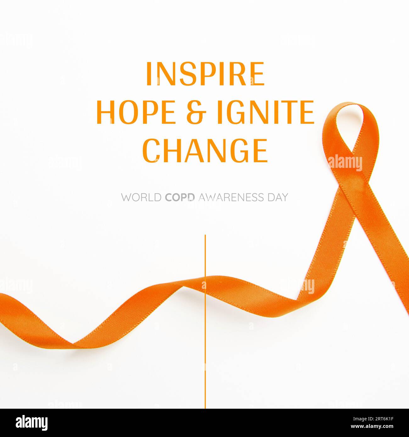 Komposition aus orangefarbenem Awareness-Band, Inspiration für Hoffnung und Veränderung, Text zum World copd Awareness Day Stockfoto
