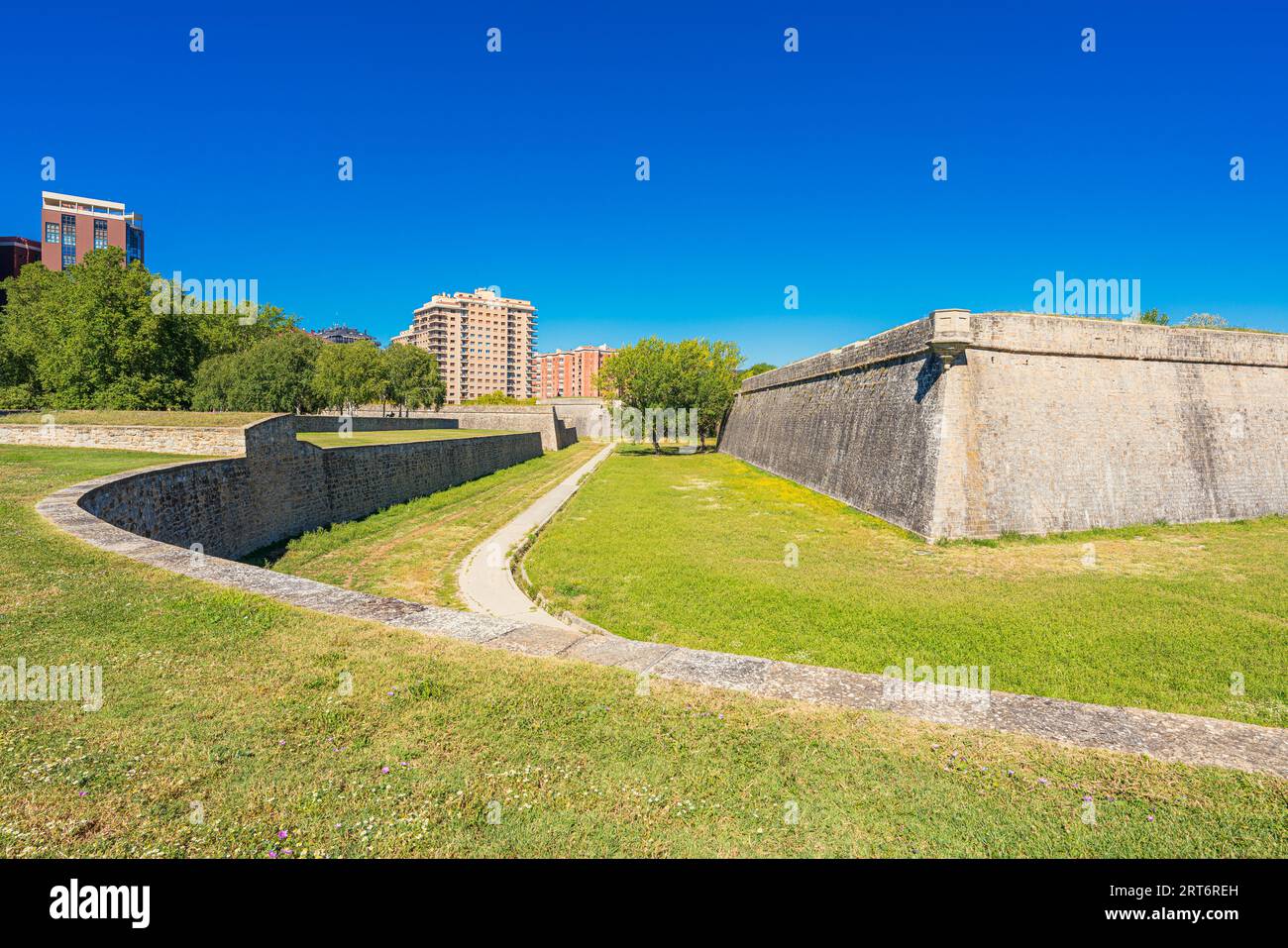 Blick auf die Zitadelle von Pamplona und die Baluarte de Santiago, Renaissance-Festung in Navarra, Spanien Stockfoto