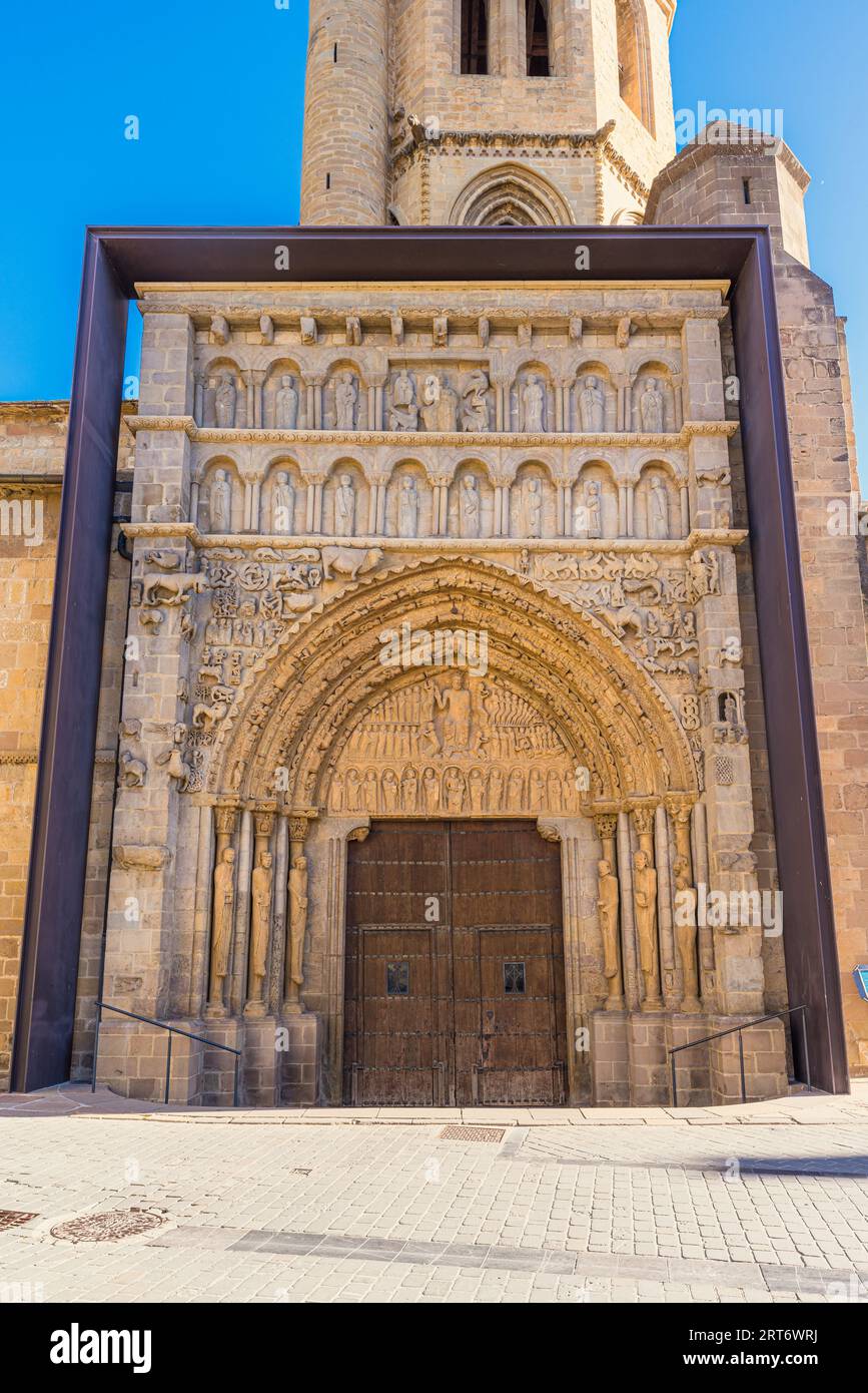 Romanische Kirche Santa María la Real, Sangüesa, Navarra, Spanien Stockfoto