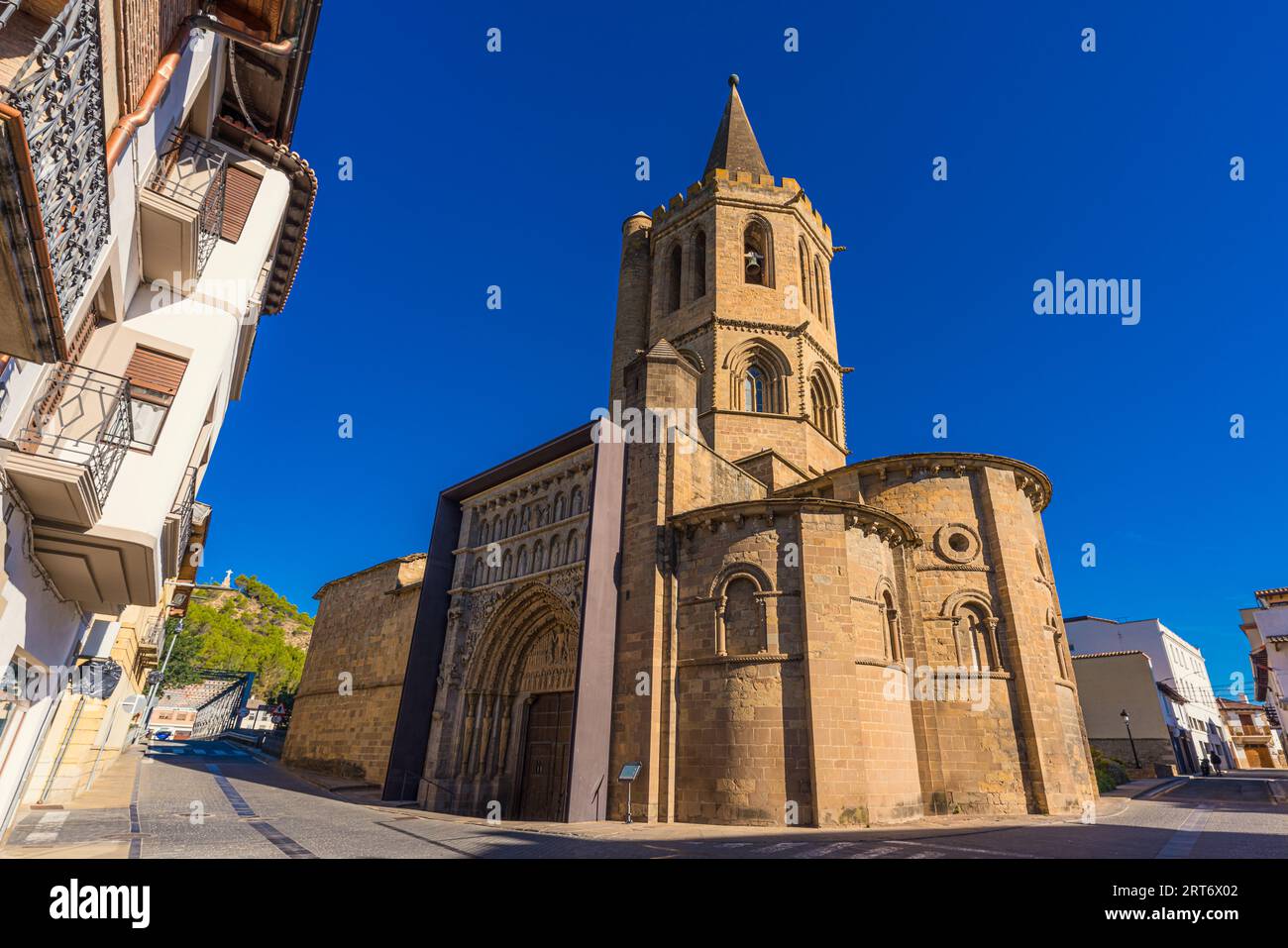 Romanische Kirche Santa María la Real, Sangüesa, Navarra, Spanien Stockfoto