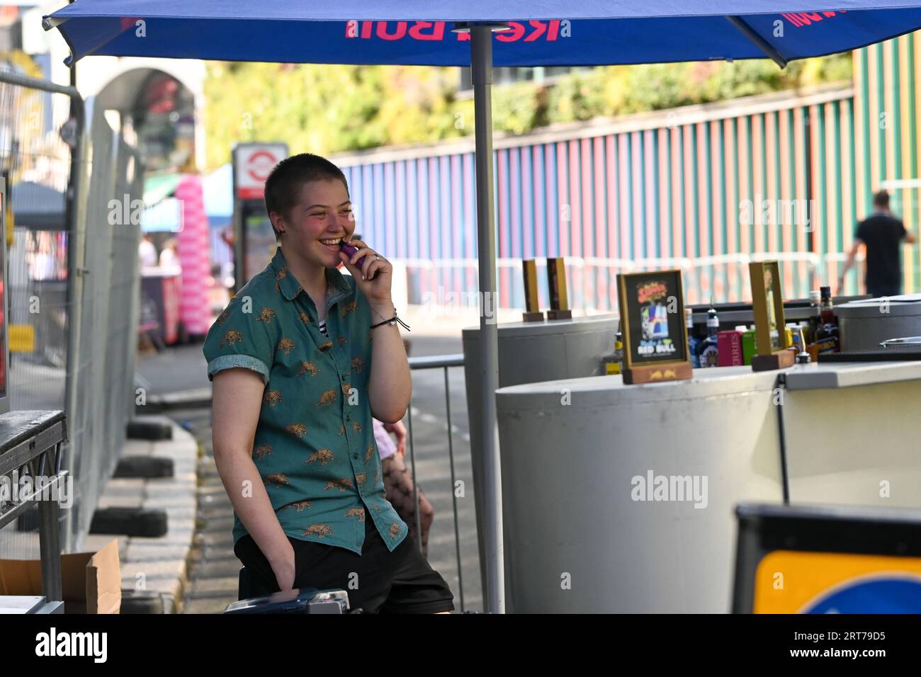 Camden Town, London, Großbritannien. September 2023. Redbull Stand am Music Walk of Fame - Camden Music Festival, London, Großbritannien. Kredit: Siehe Li/Picture Capital/Alamy Live News Stockfoto