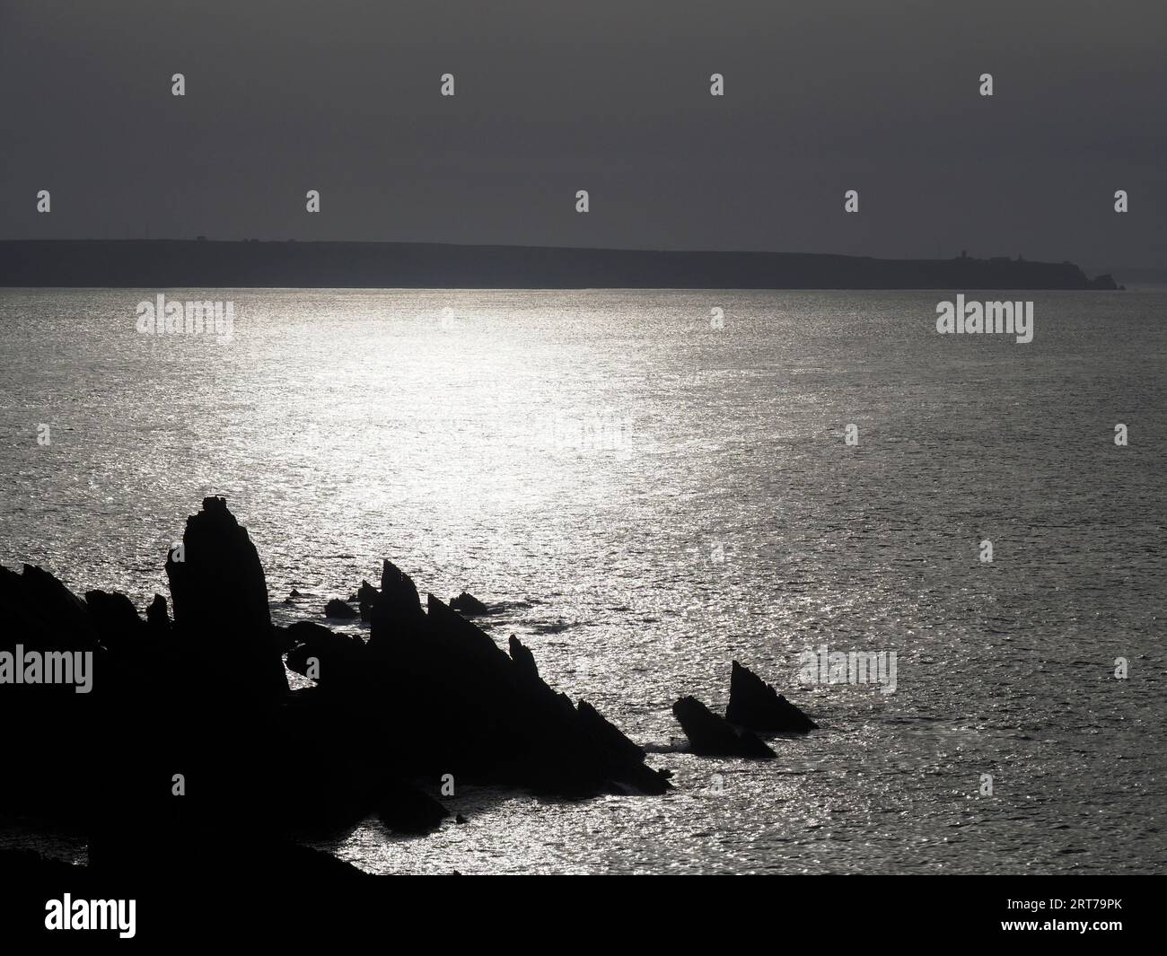 Morgenlicht auf dem Meer, Skokholm, Pembrokeshire, Wales Stockfoto